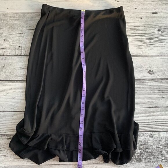 Vintage Saks Fifth Avenue Collection Black Jersey Knit Ruffle Knee Length Skirt - Picture 12 of 12